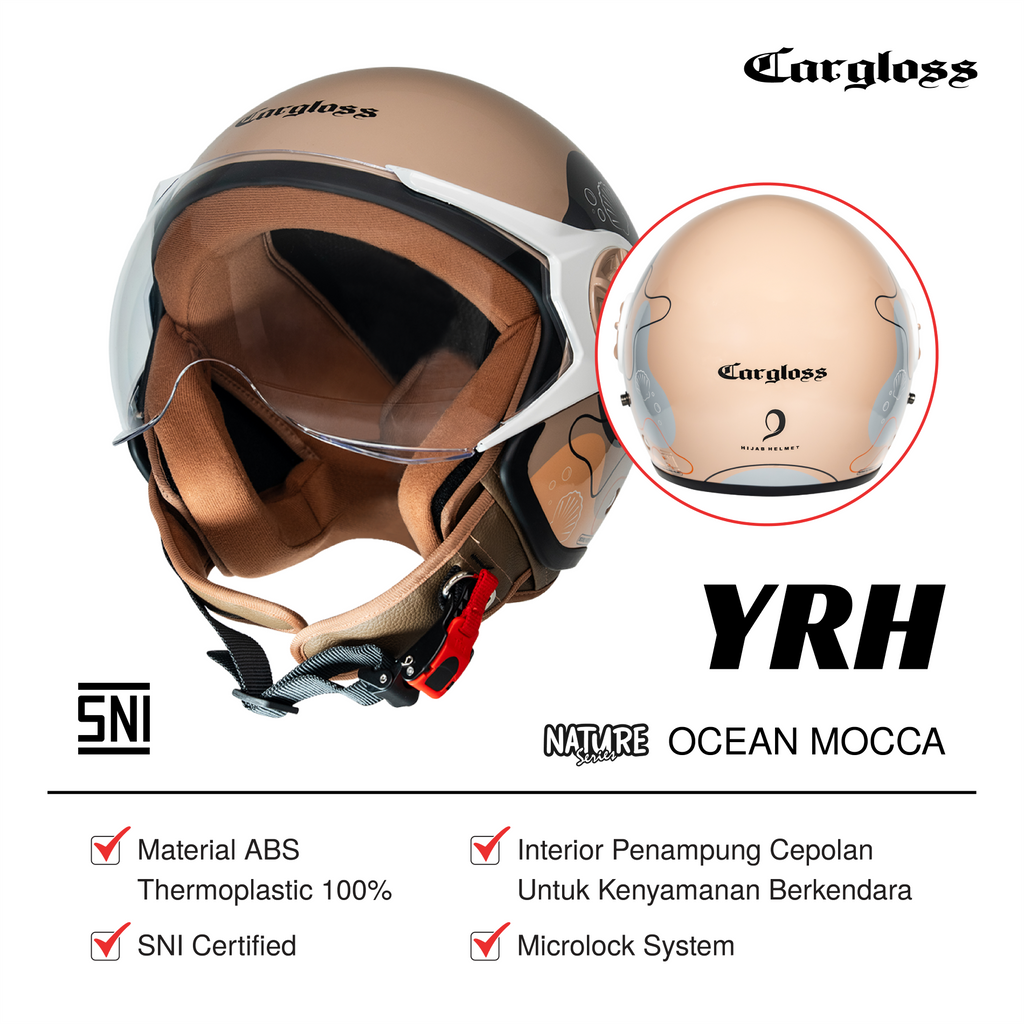 Cargloss YRH Hijab Graphic Retro Helm Half Face - Ocean Mocca