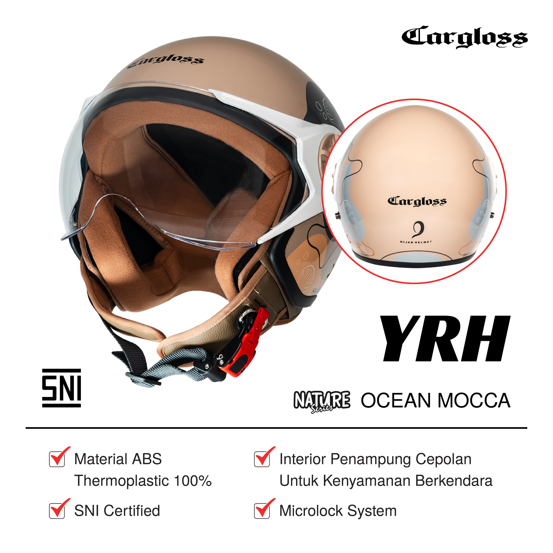 Cargloss YRH Hijab Graphic Retro Helm Half Face - Ocean Mocca