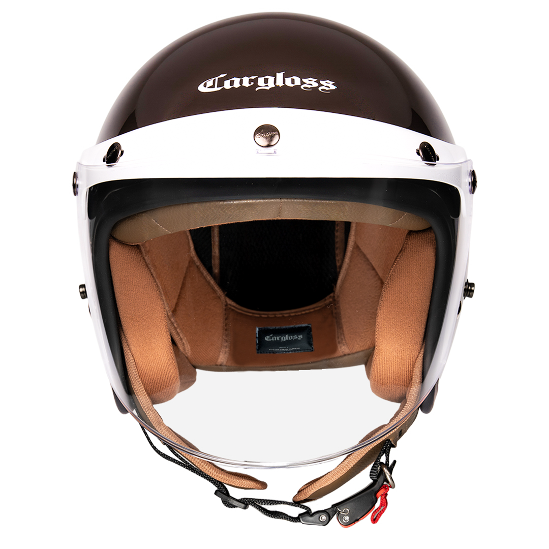 Cargloss CFH Hijab Retro Helm Half Face - Espresso Brown