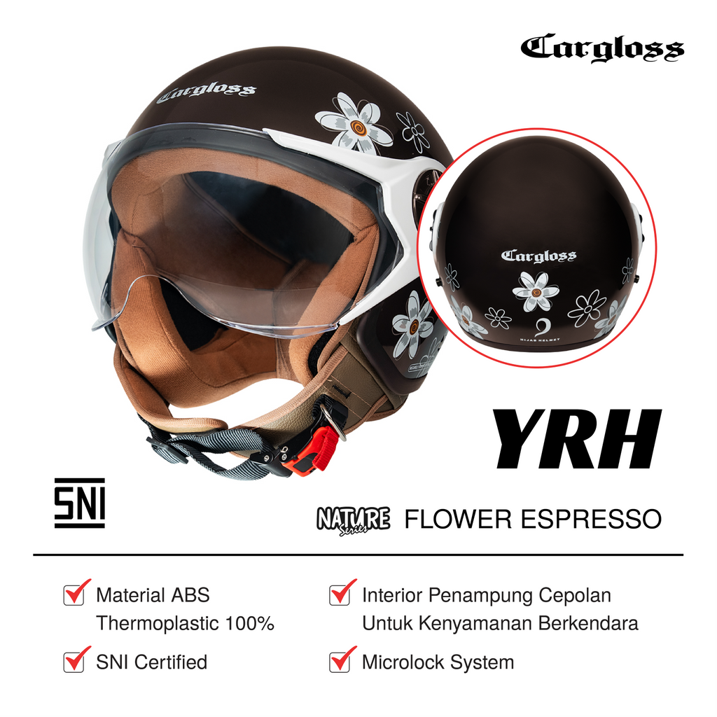 YRH Hijab Flower Espresso Brown